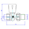 Чертеж Клапан ручной VALTEC для радиатора, прямой, d - 1/2" [Артикул: VT.018.N.04]