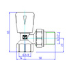 Чертеж Клапан ручной VALTEC для радиатора, угловой, d - 1/2" [Артикул: VT.017.N.04]