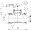 Чертеж Штуцер Т-образный Hutterer Lechner с соединительным коленом для стиральной или посудомоечной машины HL19.2, DN 32x8-13 мм [Артикул: HL 19T.2/30]