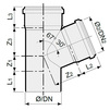 Draft SINIKON Standart T-piece 67°, PP, d - 50*40 (Valsir) [Code number: 510009]